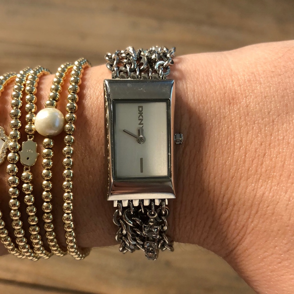 DKNY silver stainless steel watch bracelet